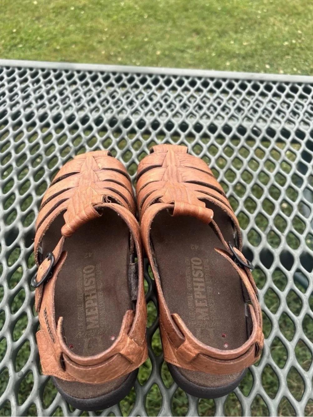 Mephisto Men's Sam Sandals Tan Grain Leather US 8 /EU 42